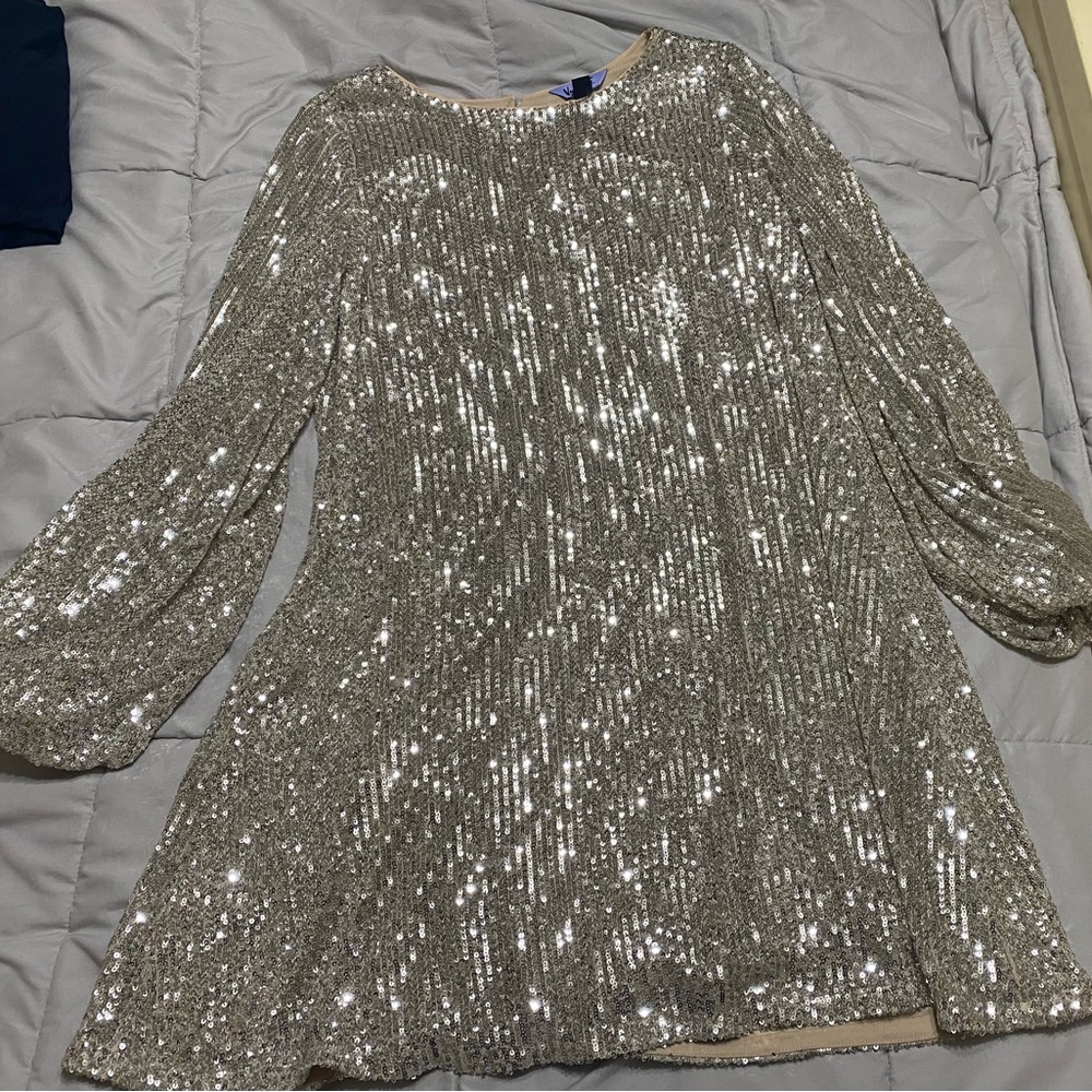 Elegant Silver Sequin Prom Dress